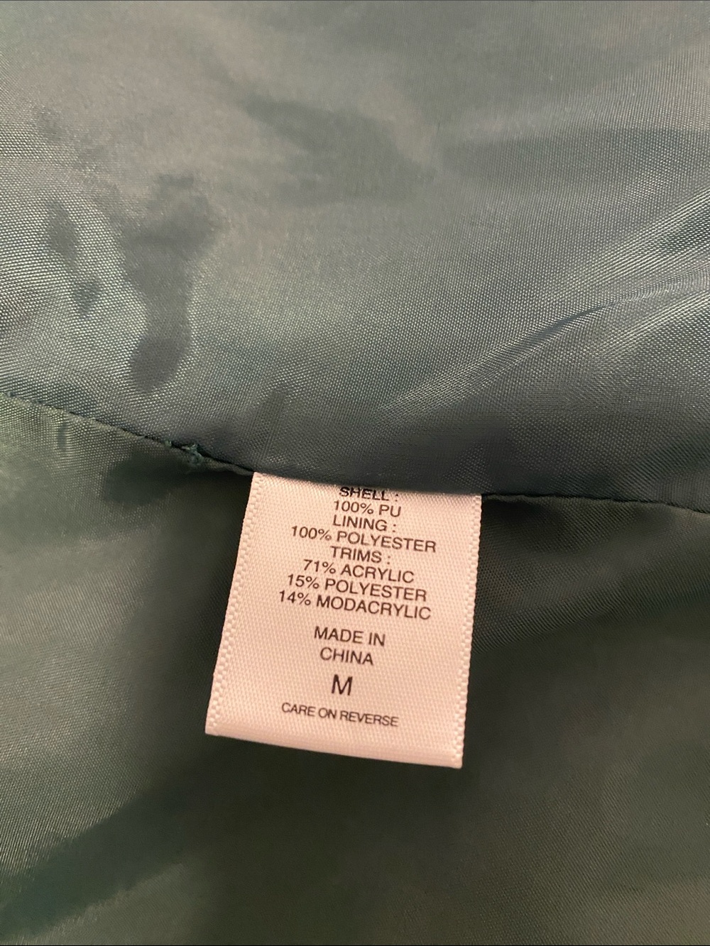 New York & Company Emerald Green Faux Leather Moto Jacket with Faux Fur Trim - Picture 14 of 14